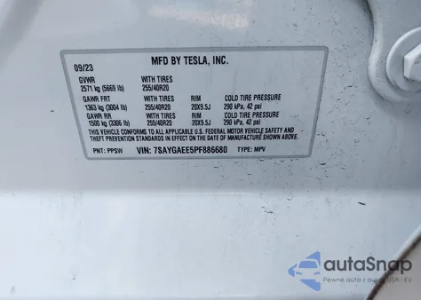 2023 Tesla Model Y Awd/Long Range Dual Motor All-Wheel Drive из США, поврежденный, VIN 7SAYGAEE5PF886680